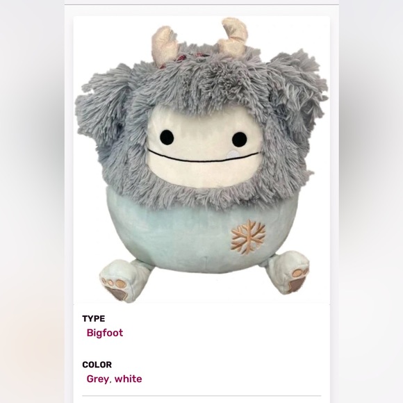 Evita the Bigfoot is a grey Squishmallows Size 12” - NEW - Picture 7 of 7